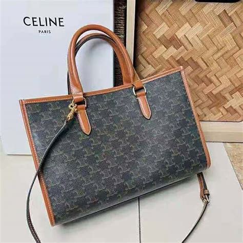 celine mini horizontal cabas in triomphe canvas and calfskin